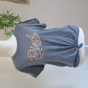 VS Pink Grey Tee with Leopard Print Size XS